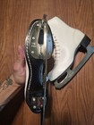 White Lace-up Figure Ice Skates For Ice Skating - Pair With Blades