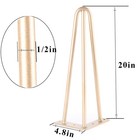 20 Inch Hairpin Table Legs With 1 2  Dia 3-rods  Heavy Duty Metal Hairpin Fur   