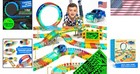 Glow In The Dark Race Track Set For Kids - 144 Flexible Pieces   Electric Car