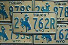 1975 Wyoming License Plates - Truck Blue Cowboy Horse Embossed License Plate Tag