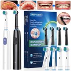 Pro Rotating Electric Toothbrush Rechargeable With 4 Brush Heads 5 Modes Timer