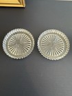 Vintage Clear Glass Coasters Set Of 2 Sunburst Starburst Scalloped 4   