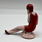 German Porcelain Pin Cushion Half Doll-bathing Beauty  With A Red Swim Suit