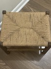 Vintage Rush Seat Foot Stool Primitive Farmhouse Country Decor Hand Woven