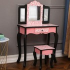 Toddler Vanity Table Set Makeup Dressing Table For Kids Girls W  Stool Mirror