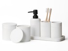 6-piece White Bathroom Accessory Set - Stylish  Durable  Essential Home Decor