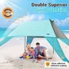  Large Portable Beach Shade Canopy- 15x9 Ft Easy Setup  Upf50  Protection  Blue
