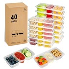 8 Oz Reusable Snack Containers With Lids  New 3 Compartment Condiment Snack