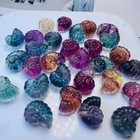 5pc Natural Fluorite Carved Mini Conch  Quartz Crystal Reiki Healing Gem Decor