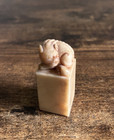 Antique Chinese Shoushan Soapstone Carved Beast Seal  Circa 1900-1950