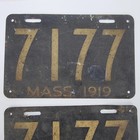 2x 1919 Ma License Plates 7177 Mass Matching