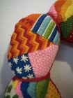 Vintage 70s Finished Needlepoint Christmas Wreath Pillow Colorful Patchwork Mcm