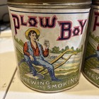 Pair Of Rare 1920s Paper Label    plow Boy  14oz Humidor Tobacco Tin  