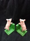 Cast Iron Pair Vintage Style Pink Pig Bookends