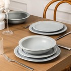 Stone Lain Oasis Stoneware 24 Piece Dinnerware Set  Service For 8  Grey Blue