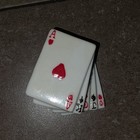 Playing Cards Hand Hinged Trinket Box Metal   White Ceramic Ace Of Hearts