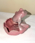 Vintage Niloak Pottery Pink Frog On Lily Pad Planter Bowl Matte Art Pottery