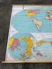 School Wall Map Vtg 1950s 1960s Political World Usa Relief Map Denoyer