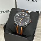New    Citizen Eco-drive Black Polyurethane Strap Date Dial Men s Watch Aw1608-01e