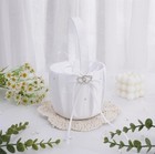 Wedding Ring Pillow And Flower Girl Basket Set     Adorned With Pearl Rhinestones