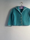 Vintage Turquoise Knit Button-up Cardigan Sweater