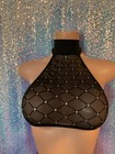 Exotic Dancewear Outfit Sheer Glitter Mesh High Waist