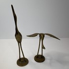 Vintage Brass Crane Heron Figurine Pair Mcm Hollywood Regency Bird Statues 8 25 