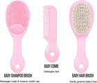3 Piece Baby Hair Brush And Comb Set For Newborns And Toddlers  pink 