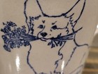 Vintage Welsh Corgi Louisville Stoneware Pottery 2 Mugs Signed Flowers In Mouth 
