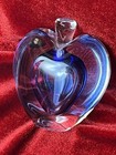 Art Glass Blue Heart Perfume Bottle With Dauber Signed Vintage Hand-blown