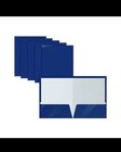 Better Office Products Two Pocket Glossy Folders Blue  25 Pack
