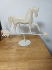 Antique Metal Iron White Distressed Horse Figure W Arrow Weathervane Stand Decor