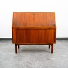 Mid Century Danish Modern Secretary Desk Bureau Denmark Teak Drawer Tambour Door