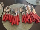 Lot Of Vintage Bakelite Kitchen Flatware  Cherry Red  Very Collectable