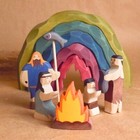Wooden Figurines People And Animals Of The Cavemen Toy Handmade Unique Playset