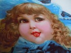 Antique Glass Chimney Flue Cover Lithograph Print Victorian Girl Portrait 9 5 8 