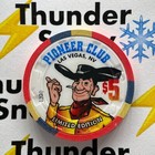              Casino Chip       5 Pioneer Club Las Vegas Nevada Atom Bomb Desert