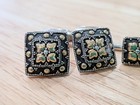 John Hardy 925 Sterling Silver 18k Gold Flower Cufflinks Tuxedo Studs Button Set