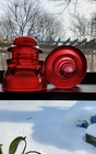 Red Glass Insulators     Set Of 2 Valentine   s Day Gift Decor Unique Romantic Gift