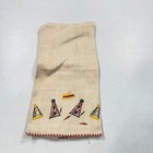 Vintage Kitchen Tea Towel Clown Birthday Hat Linen Mcm Retro 50s 60s 1491-28