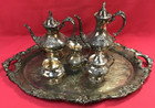 6 Pc King Francis  Coffee   Tea Set  W  Tray Rococo Reed   Barton No Monogram
