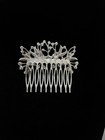 Silver-tone Floral Bridal Hair Comb Metal W  Clear Crystal Rhinestones