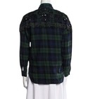 Sandro Embellished Check Cotton Flannel Shirt Blue Green Womens Size 1