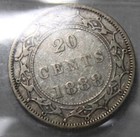Newfoundland 1888 Silver 20 Cents  Iccs Graded F15  Queen Victoria  bbx 