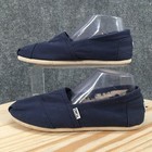 Toms Shoes Mens 8 5 Alpargata Slip On Blue Canvas Comfort Casual Low Top Flats
