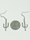 Delicate Vintage Navajo Sterling Silver Saguaro Cactus Earrings W  Turquoise