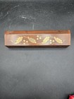 Vintage 8 1 2  Long Trinket Box With Gold Paint Leaf Accents