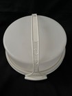 Tupperware White Ivory Cake Pie Saver Keeper W Carrier Handle   Pink Server