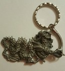 Medieval Pewter Dragon Keychain W red Crystal Eyes New