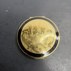 Vintage Stratton England Handbag Mirror Double Sided Gold Tone Black Enamel